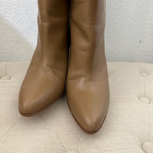 Zara tall leather block heel tan Boots - Picture 10 of 12